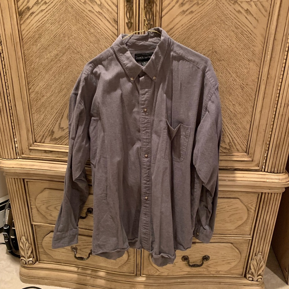 Grey Long-sleeved Button-Down Shirt for Men